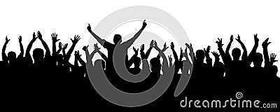 Applause cheerful crowd people silhouette. Concert, party. Funny cheering, sports fans, isolated vector. Vector Illustration