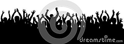 Applause crowd silhouette, cheerful people. Concert, party. Funny cheering, isolated vector. Vector Illustration