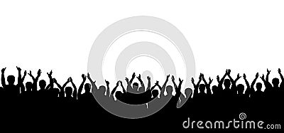 Applause crowd silhouette vector. People applauding. Cheerful clapping party. Isolated on white background. Vector Illustration