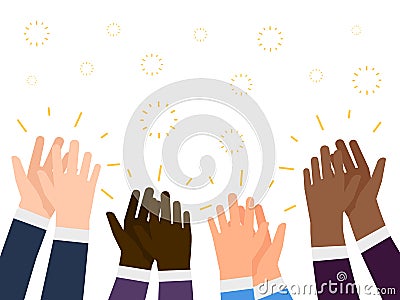 Applause flat illustration. International people hands clapping vector concept Vector Illustration
