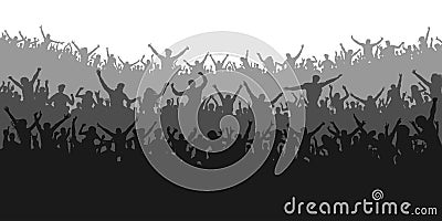 Applause sports fans. Cheering crowd people concert, party. Vector Illustration