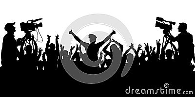 Applause sports fans. Cheering crowd people concert, party. Isolated background silhouette vector. Vector Illustration