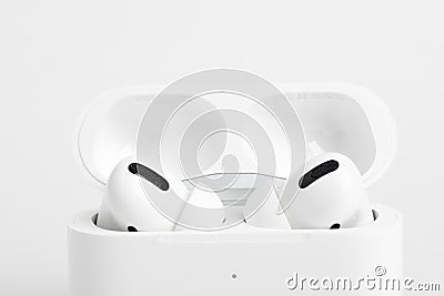 Apple AirPods Pro Buds Inside The Open Charging Case Editorial Stock Photo