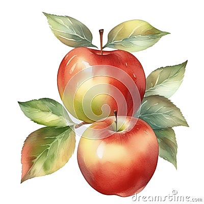 Apple fruit watercolor illustration Cartoon Illustration