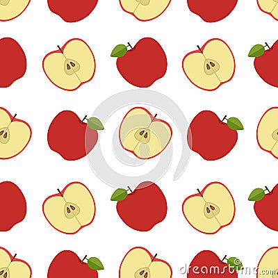 Apple background. Seamless pattern with apples. Flat style. Vector illustration. Vector Illustration