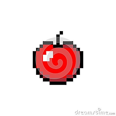 Apple 8-bit pixel graphics icon. Pixel art style. Game assets. 8-bit sprite. Isolated vector illustration EPS 10 Vector Illustration