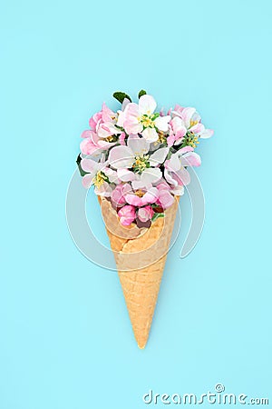 Apple Blossom Ice Cream Cone Abstract Concept Stock Photo