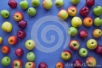 Apple on blue background Stock Photo