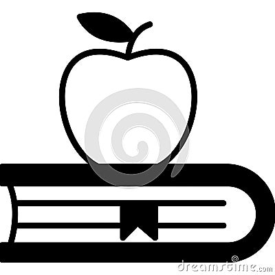 Apple On Book Half Glyph Vector Icon which can easily modified. Vector Illustration
