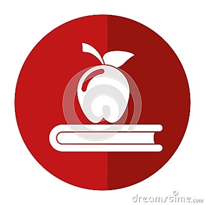Apple book school symbol shadow Vector Illustration
