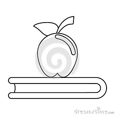 Apple book school symbol thin line Vector Illustration