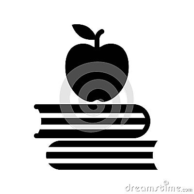 Apple on book vector, Back to school solid style icon Vector Illustration