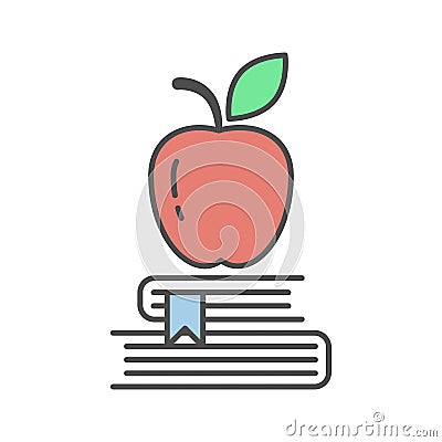 Apple on books. Vector Illustration