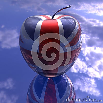 Apple with britain flag texture Stock Photo