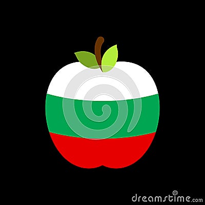 Apple Bulgaria flag. Bulgarian National Fruit. Vector illustration Vector Illustration