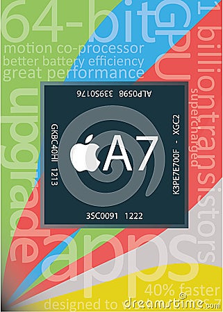 New Apple A7 chip on Ipad Air and Iphone Editorial Stock Photo