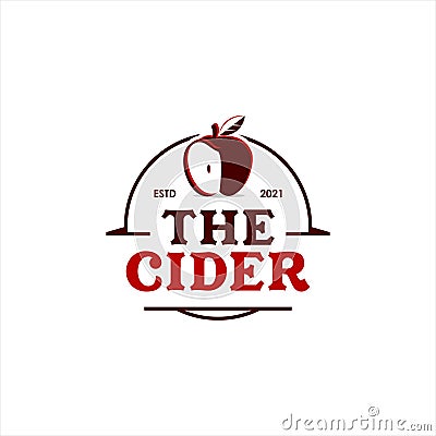 Apple Cider Logo Beverage Vector Template with Circle Frame Vector Illustration