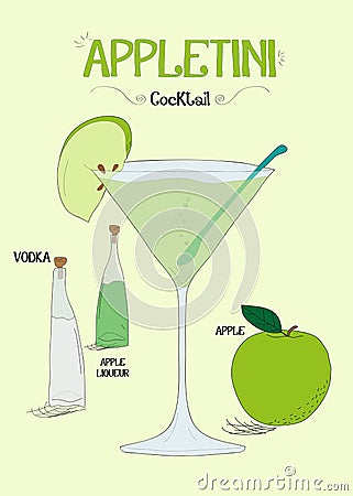 Apple cocktail for a customer illustration Cartoon Illustration
