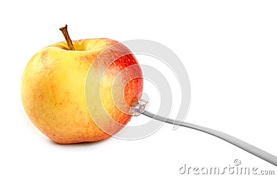 Apple with a connector Stock Photo