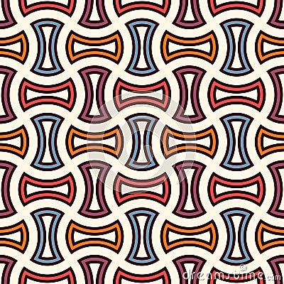 Apple core quilts texture. Bow tie motif. Seamless surface pattern design with interlocking axehead figures Vector Illustration
