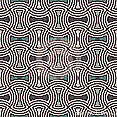 Apple core quilts texture. Bow tie motif. Seamless surface pattern design with interlocking axehead figures. Vector Illustration