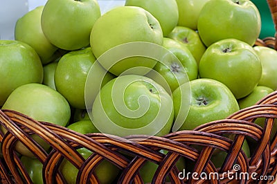 Apple crop in a basket Stock Photo