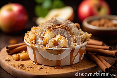 Apple Crumble food photography - made with Generative AI tools Stock Photo