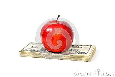 Apple and dollars Stock Photo