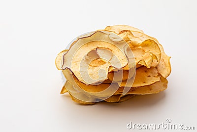 Apple dried fruits heap close up isolated Stock Photo