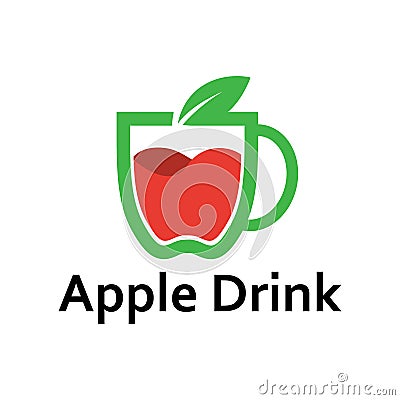 Apple Drink Cup Shape Fruit Logo Template Vector Illustration