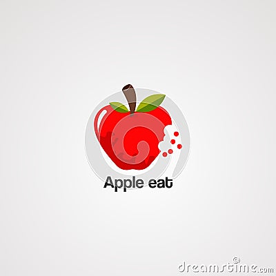 Apple eat with nature leaf logo vector, icon, element, and template for company Vector Illustration