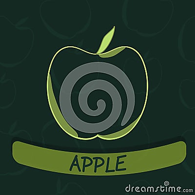 Apple Flavour Seal on Green Seamless Background Vector Illustration