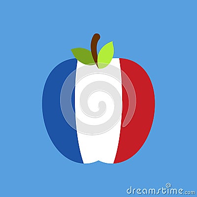 Apple France flag. French National Fruit. Vector illustration Vector Illustration