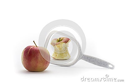 Apple in front of the mirror Stock Photo