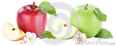 Apple fruit apples fruits red and green slice sliced blossom iso Stock Photo