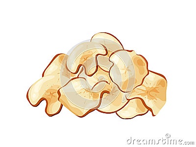 Apple fruit chips dry crips slice. Organic food baked delicious. Vector illustration Vector Illustration