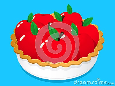 Apple Fruit Pie Vector Illustration
