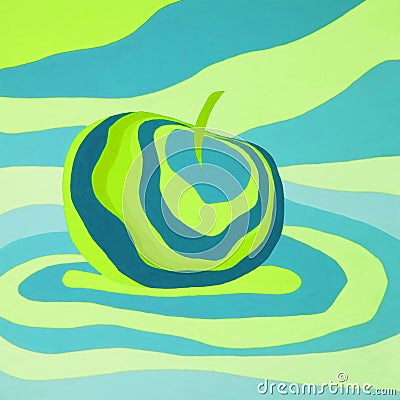 Apple fruit psychedelic illustration optical illusion. Cartoon Illustration