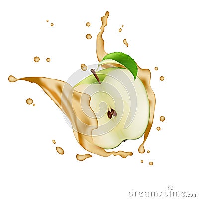 Apple Fruit Water Juice Yogurt Splash Illustration Isolated On W Vector Illustration