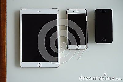 Apple gadget collection Editorial Stock Photo