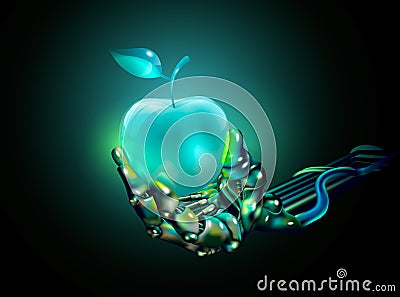 Apple. glass apple in a hand Cartoon Illustration