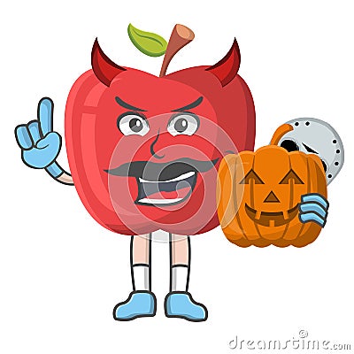 Apple Halloween design character, design vector illustrator, character design on white background Vector Illustration