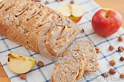 Apple Hazelnut Bread Stock Photo