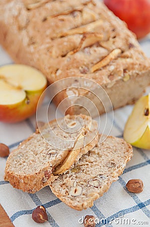 Apple Hazelnut Bread Stock Photo