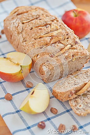 Apple Hazelnut Bread Stock Photo