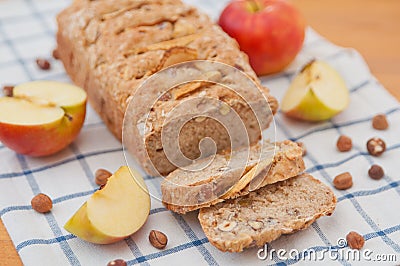 Apple Hazelnut Bread Stock Photo