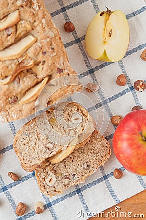 Apple Hazelnut Bread Stock Photo