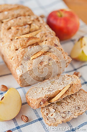 Apple Hazelnut Bread Stock Photo