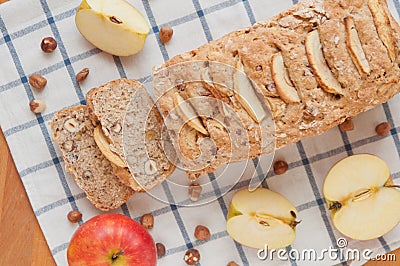 Apple Hazelnut Bread Stock Photo