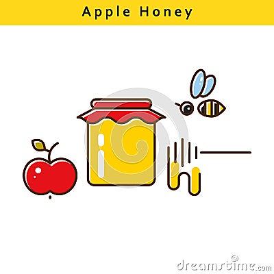 Apple honey vector colored line icons. Vector Illustration